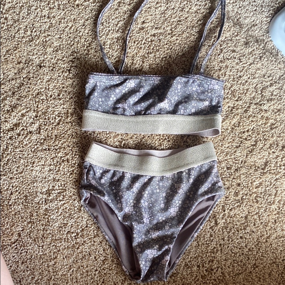 Jamie Kay Floral Kids Bikini - Gray and Gold